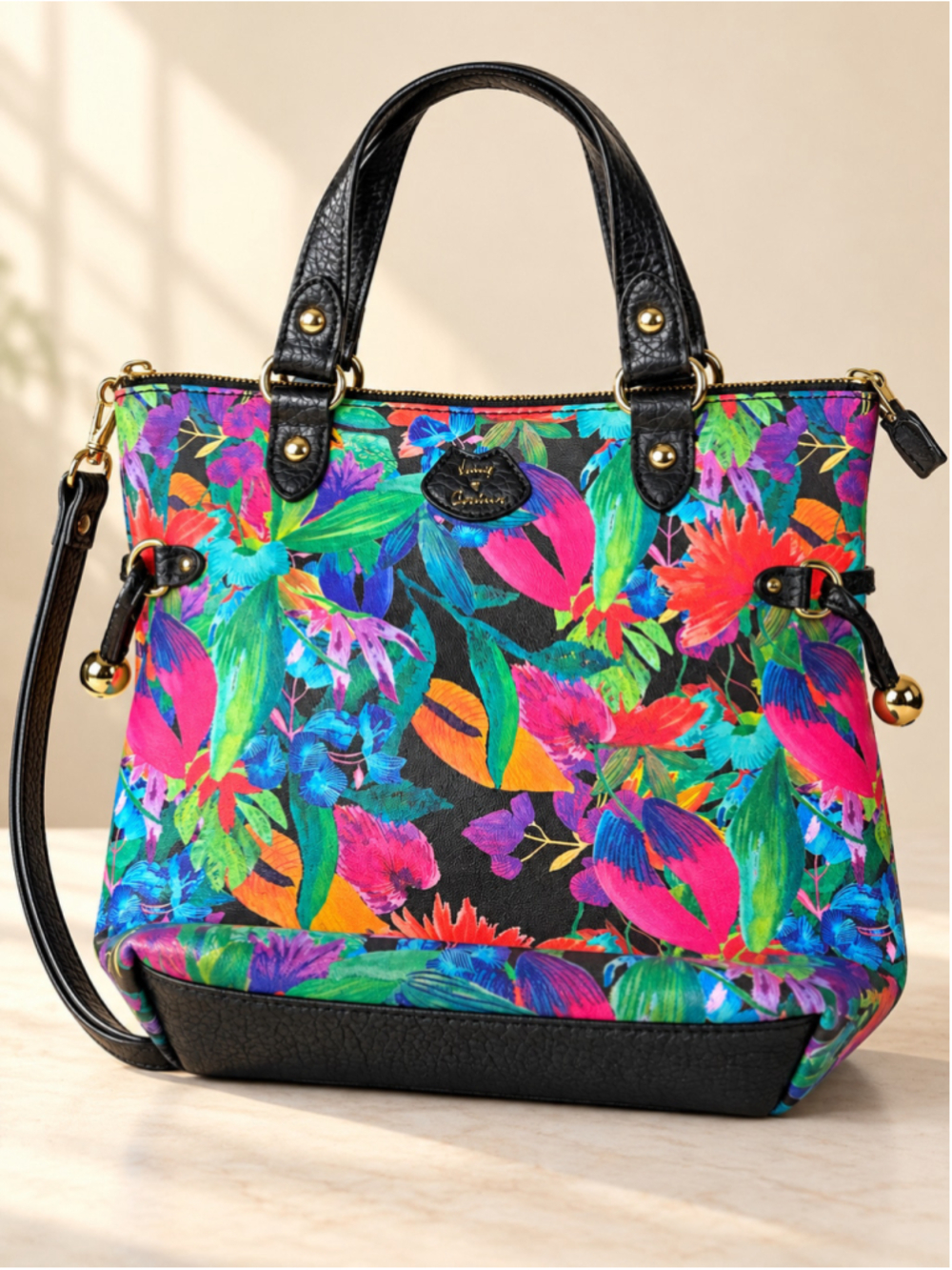 Women's Juicy Couture Floral Tote Bag One Size Black Multicolor
